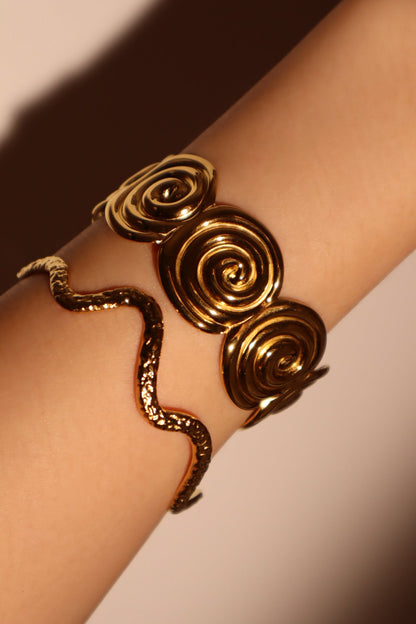 Men's Women's Wave Bracelet Gold Stainless Steel - 2