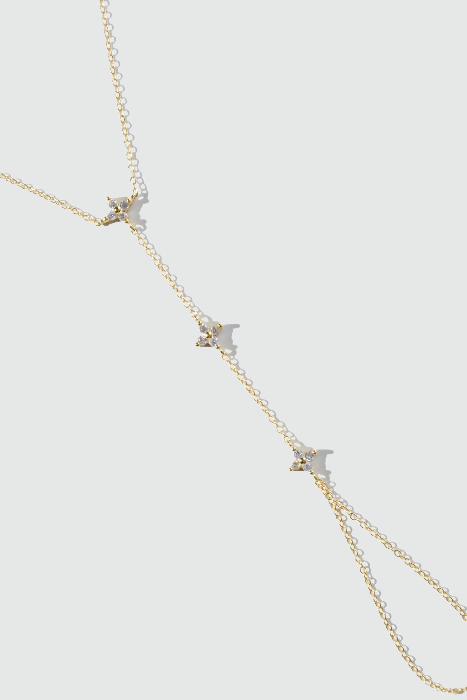 Women's Hand Chain Bracelet Gold Vermeil Zirconia Diamonds - 7