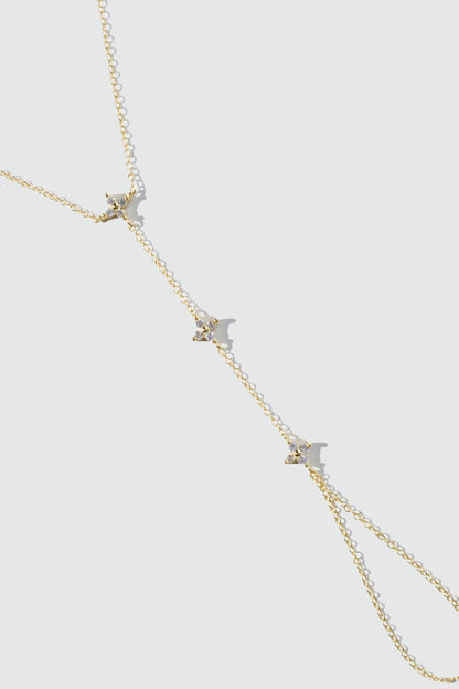 Women's Hand Chain Bracelet Gold Vermeil Zirconia Diamonds - 7