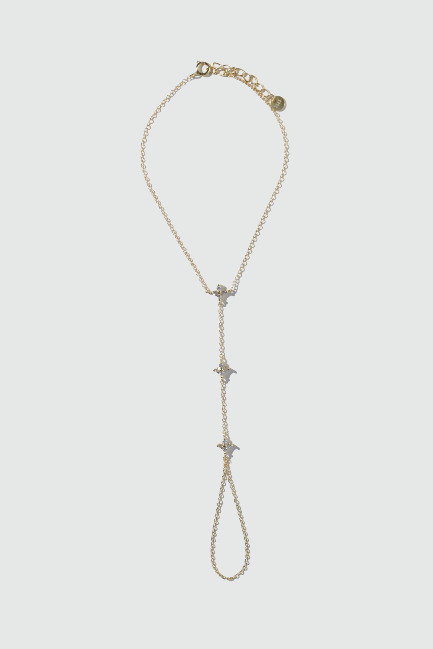 Women's Hand Chain Bracelet Gold Vermeil Zirconia Diamonds - 8