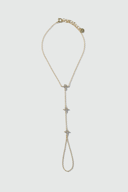 Women's Hand Chain Bracelet Gold Vermeil Zirconia Diamonds - 8