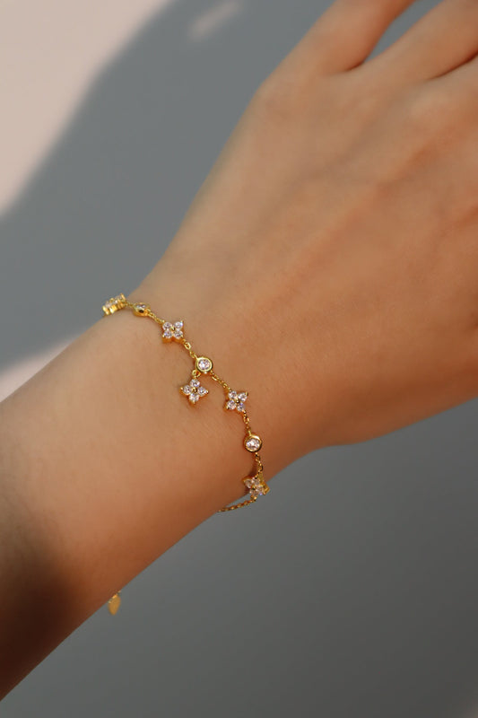 Women's Bracelet Gold Vermeil Zirconia Leaf Design - 2