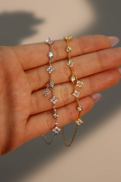 Women's Bracelet Gold Vermeil Zirconia Leaf Design - 6