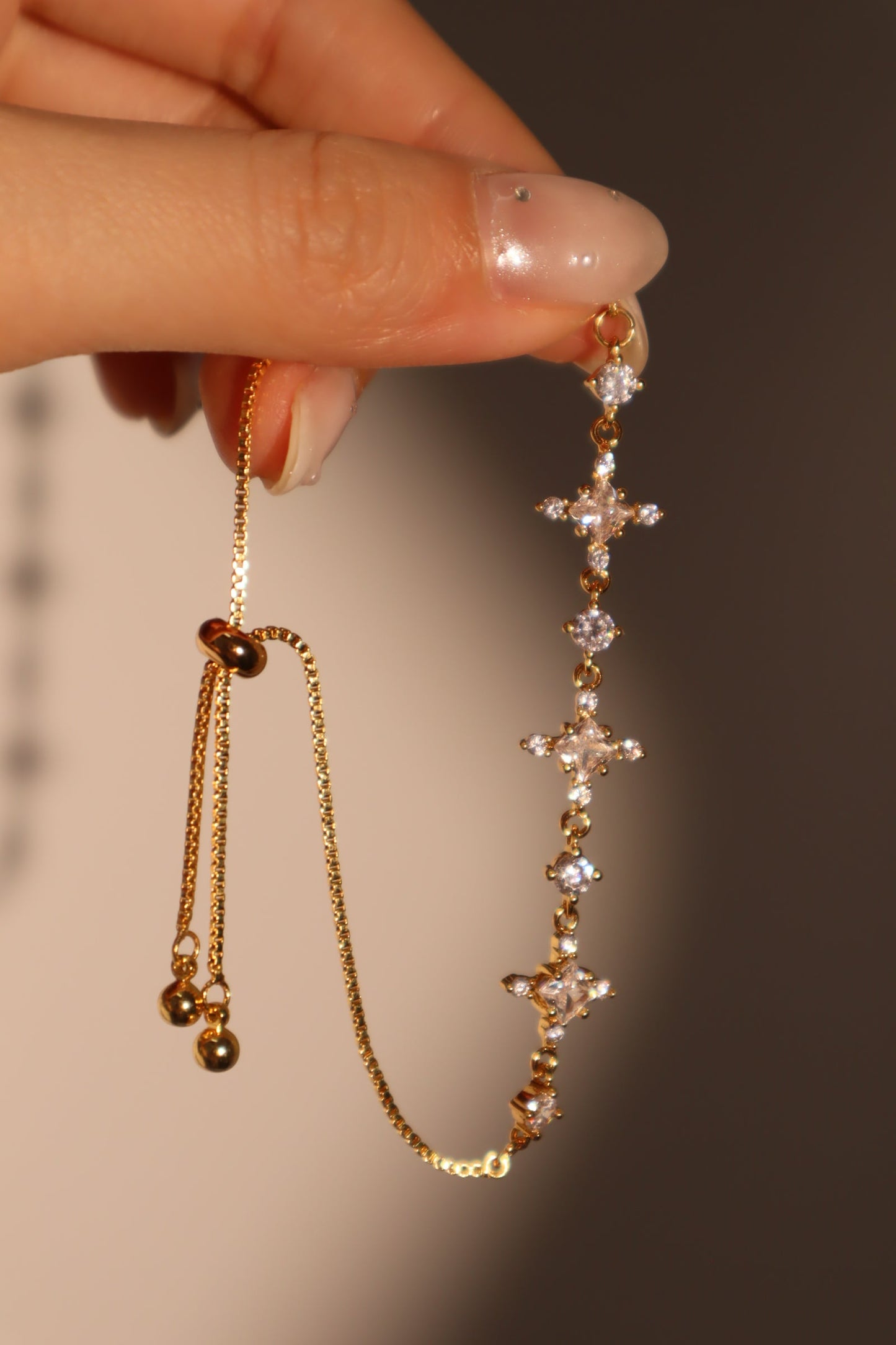 Unisex Bracelet Gold Plated Zirconia Diamond Adjustable 10 in - 1