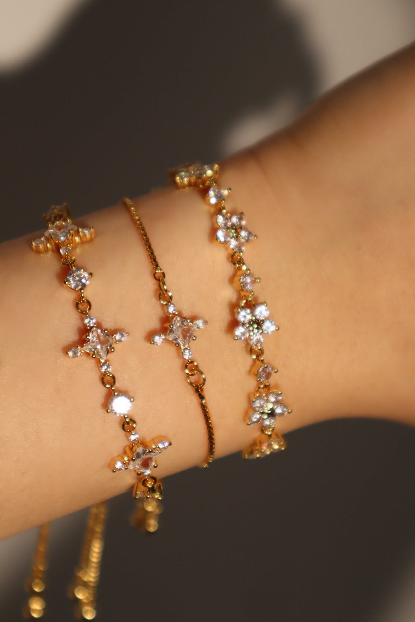 Unisex Bracelet Gold Plated Zirconia Diamond Adjustable 10 in - 5