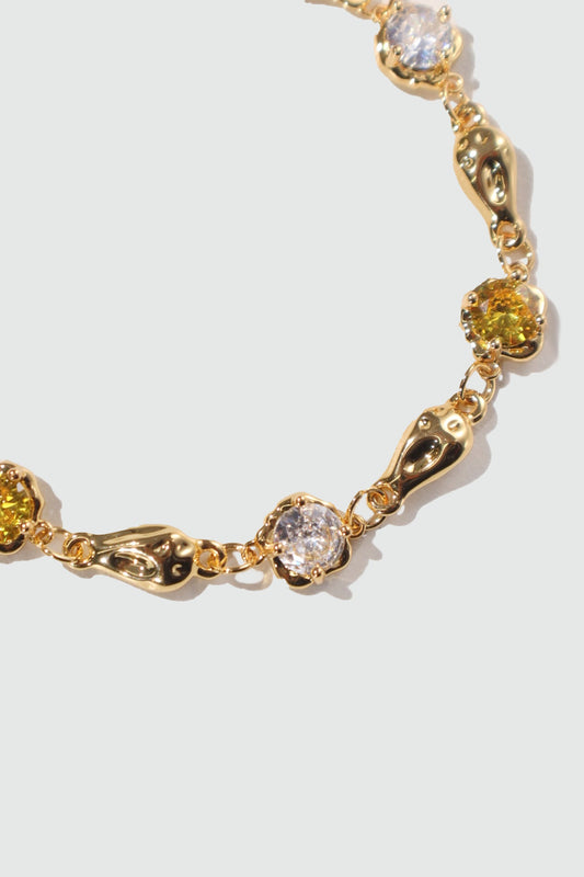 Men's Bracelet Yellow Citrine Zirconia 18K Gold Plated - 1