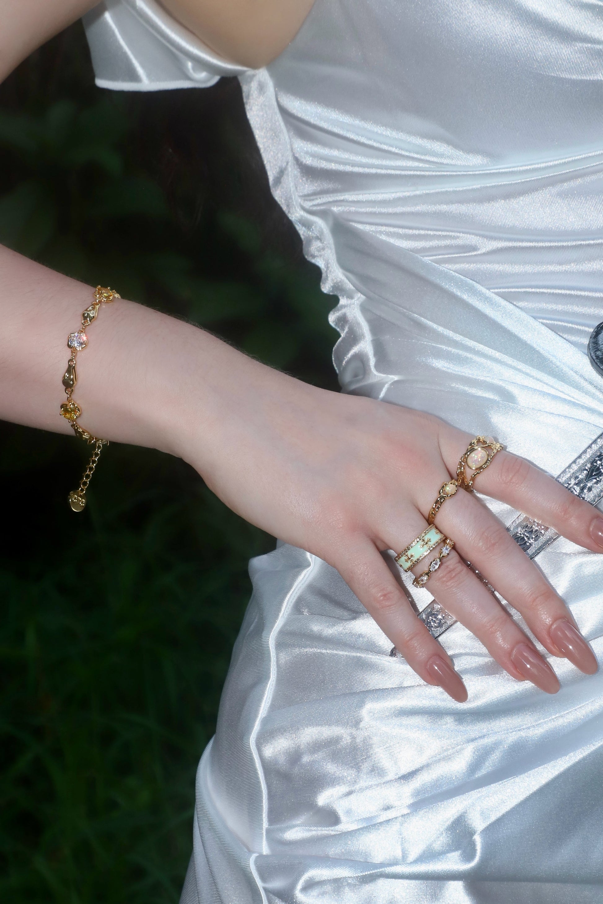 Men's Bracelet Yellow Citrine Zirconia 18K Gold Plated - 6