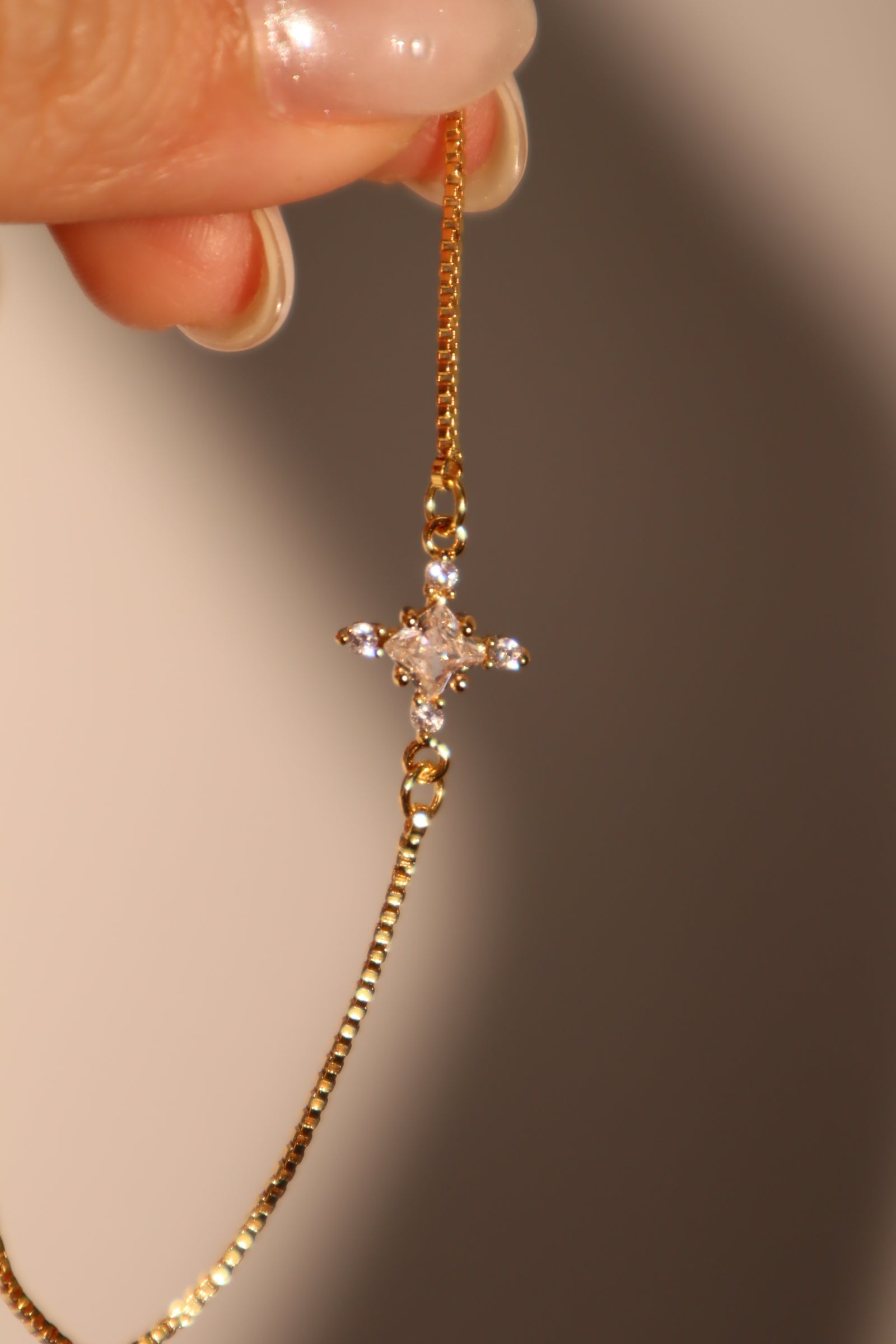 Men's Bracelet Gold Plated Adjustable 10 Inch with Diamond Cross Pendant - 4