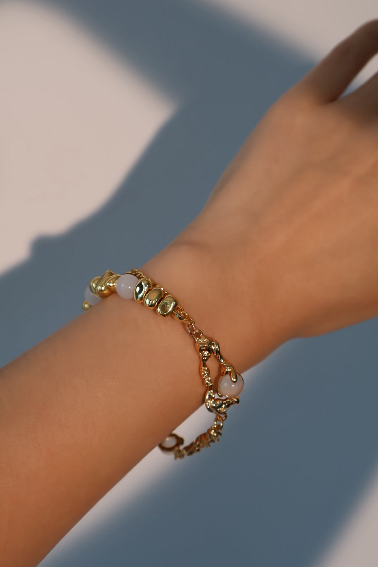 Unisex Bracelet Gold Zirconia Moonstone 18K Plated - 3