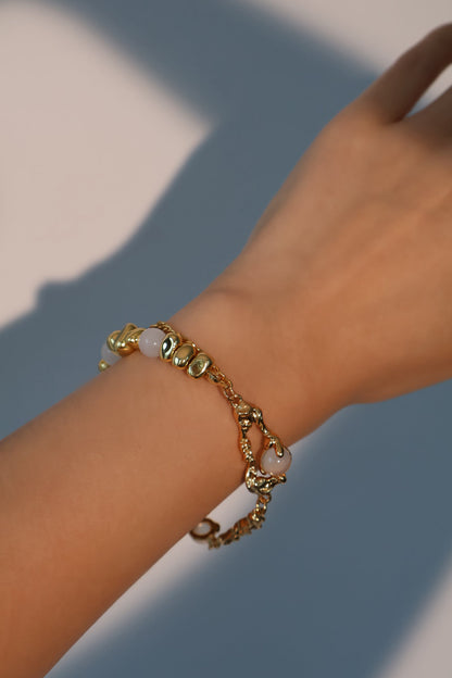 Unisex Bracelet Gold Zirconia Moonstone 18K Plated - 3