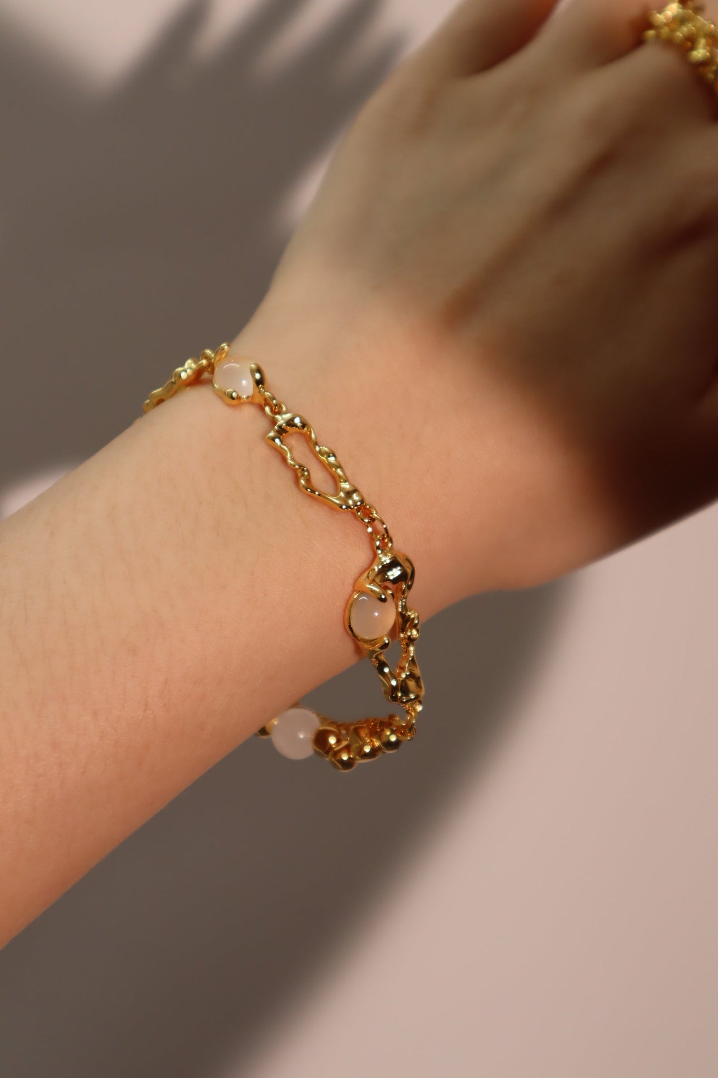 Unisex Bracelet Gold Zirconia Moonstone 18K Plated - 6