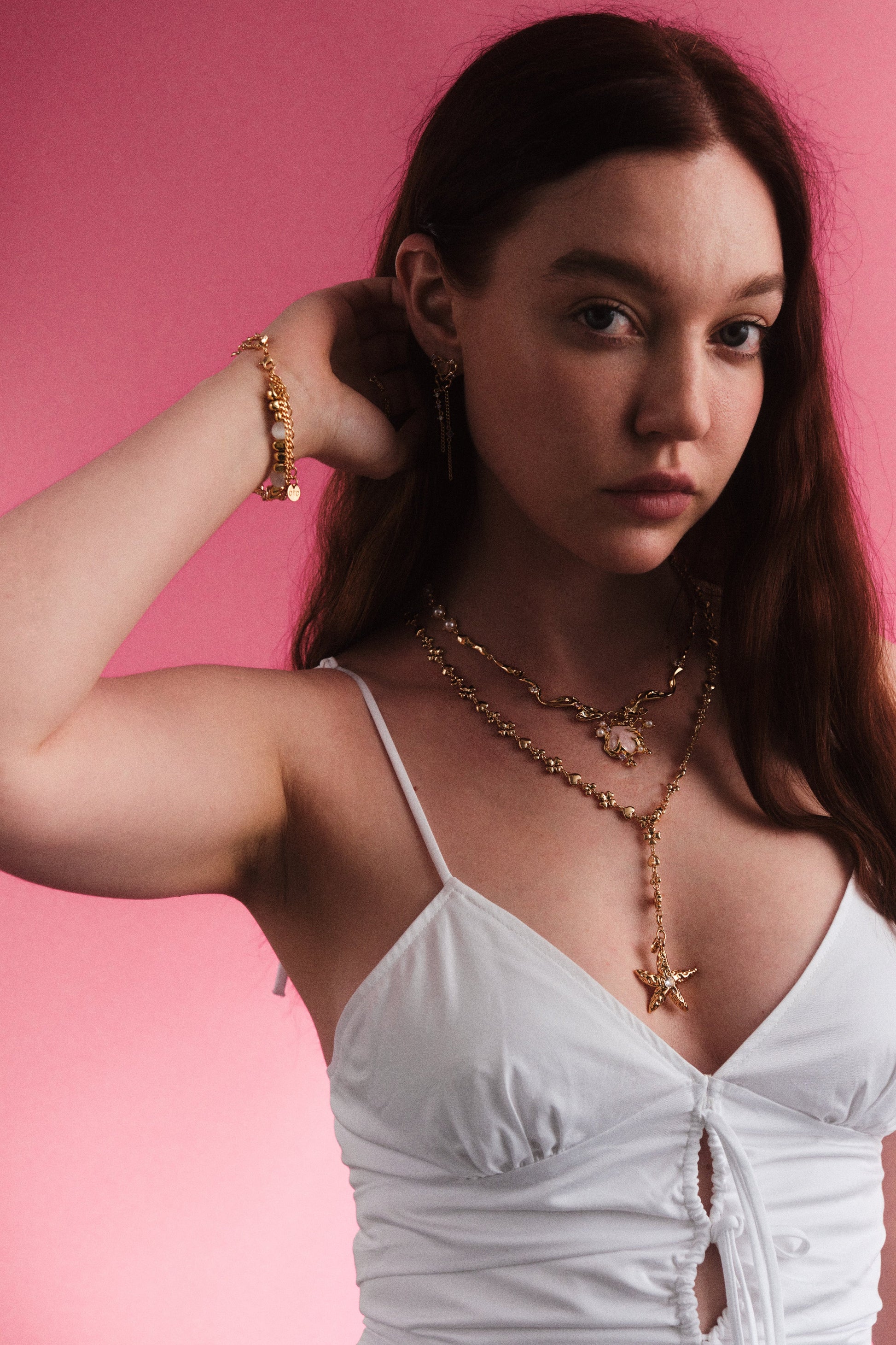 Unisex Bracelet Gold Zirconia Moonstone 18K Plated - 7