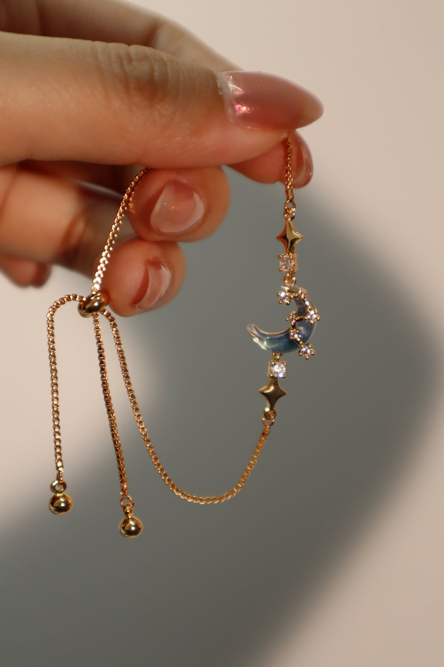 Unisex Bracelet Gold Plated Moonstone Adjustable Length - 3