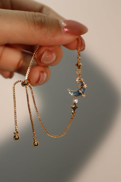 Unisex Bracelet Gold Plated Moonstone Adjustable Length - 3