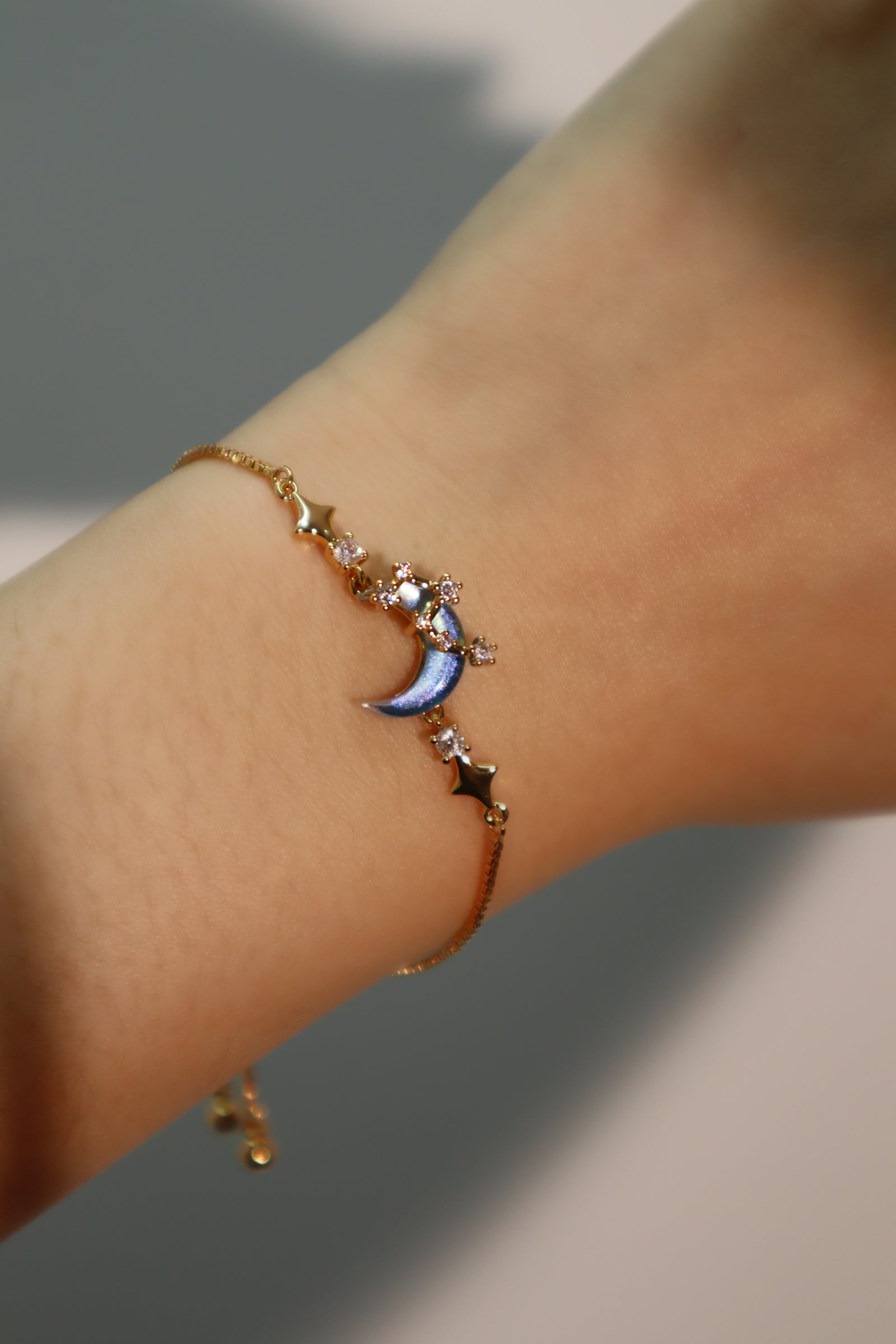 Unisex Bracelet Gold Plated Moonstone Adjustable Length - 5