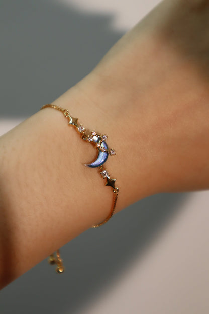 Unisex Bracelet Gold Plated Moonstone Adjustable Length - 5