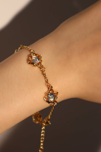 Unisex Bracelet Gold 18K Gold Plated Multi Opal - 8