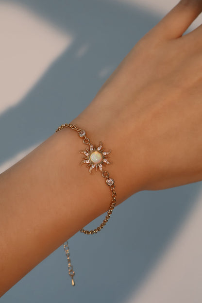 Unisex Bracelet Gold White Opal Zirconia 18K Gold Plated - 1