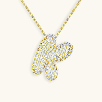 18k Gold Initial Diamond Necklace for Women – Personalized Customizable Pendant, Hypoallergenic and Waterproof 14