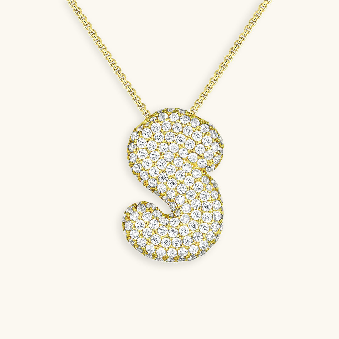 18k Gold Initial Diamond Necklace for Women – Personalized Customizable Pendant, Hypoallergenic and Waterproof 18
