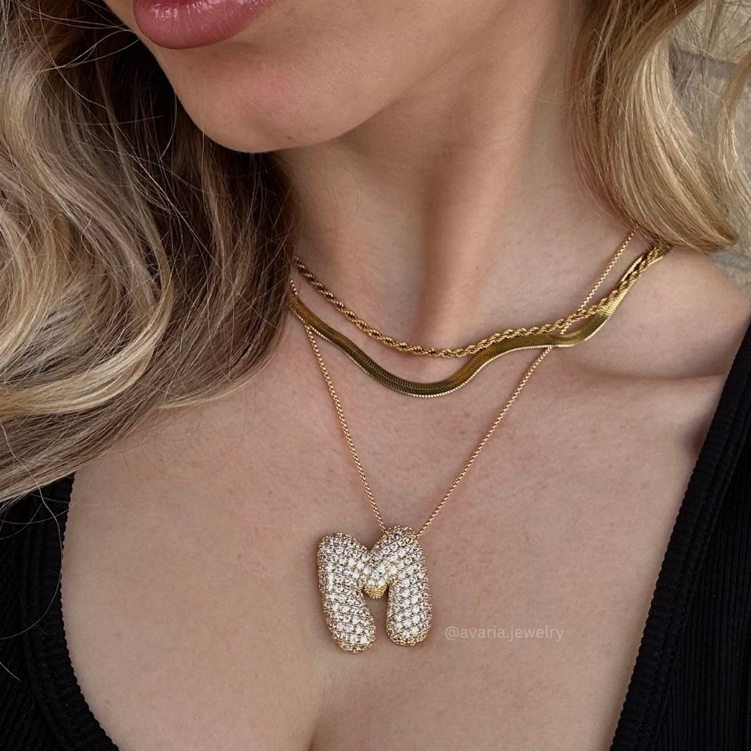18k Gold Initial Diamond Necklace for Women – Personalized Customizable Pendant, Hypoallergenic and Waterproof 3