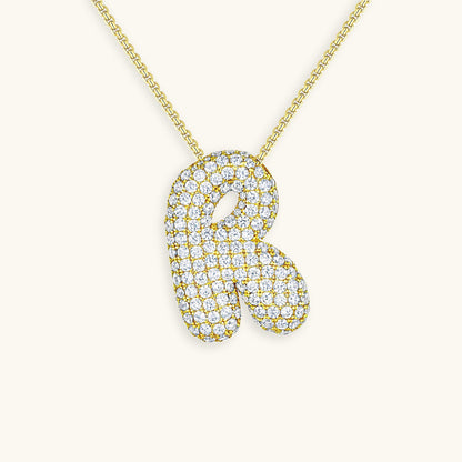 18k Gold Initial Diamond Necklace for Women – Personalized Customizable Pendant, Hypoallergenic and Waterproof 36