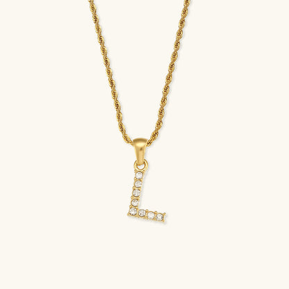 18k Gold Initial Necklace with Diamond Simulants – Waterproof and Hypoallergenic 11