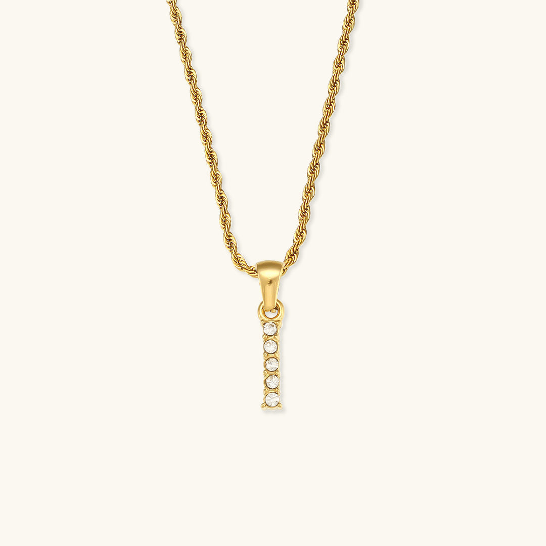 18k Gold Initial Necklace with Diamond Simulants – Waterproof and Hypoallergenic 15