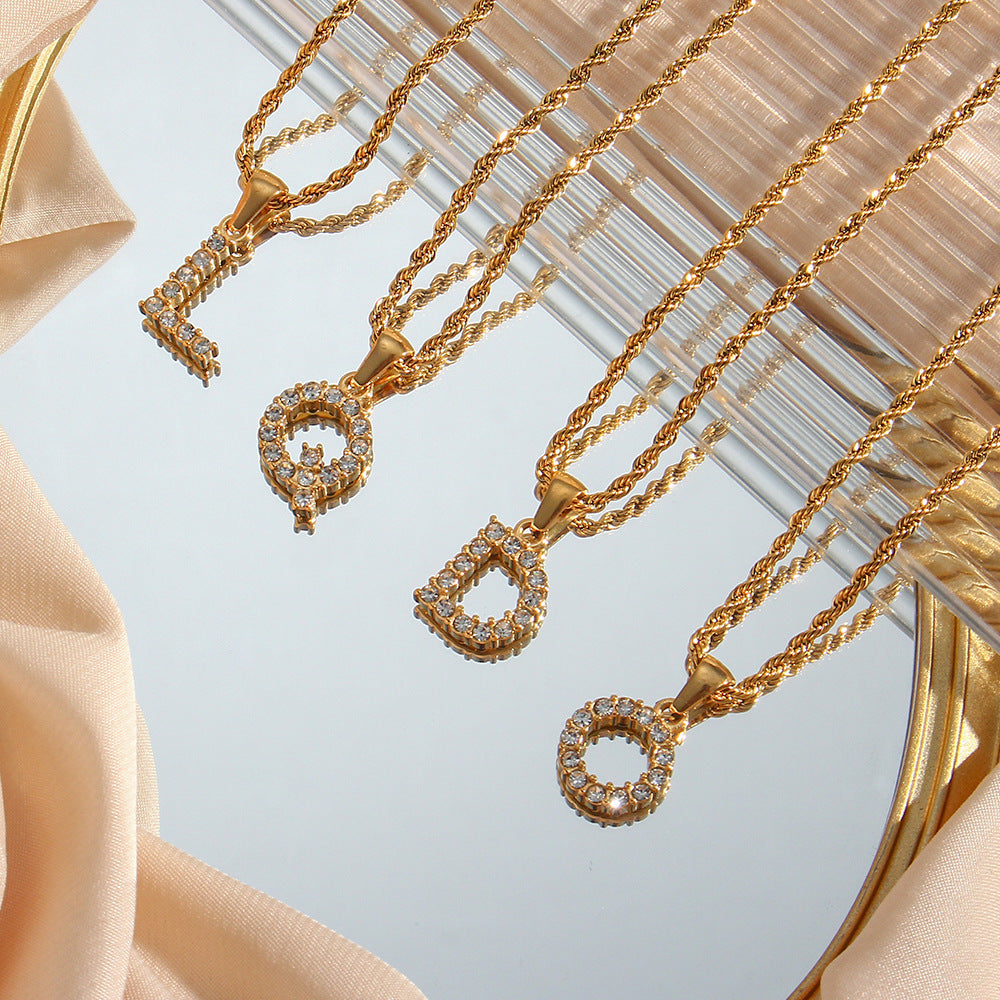 18k Gold Initial Necklace with Diamond Simulants – Waterproof and Hypoallergenic 2