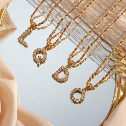 18k Gold Initial Necklace with Diamond Simulants – Waterproof and Hypoallergenic 2