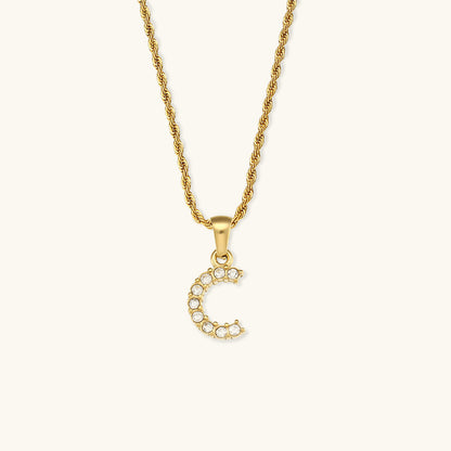 18k Gold Initial Necklace with Diamond Simulants – Waterproof and Hypoallergenic 4