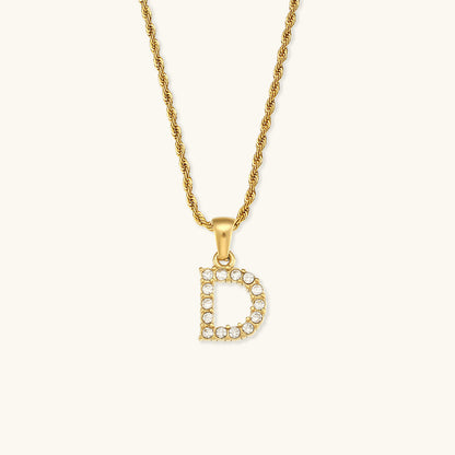 18k Gold Initial Necklace with Diamond Simulants – Waterproof and Hypoallergenic 5