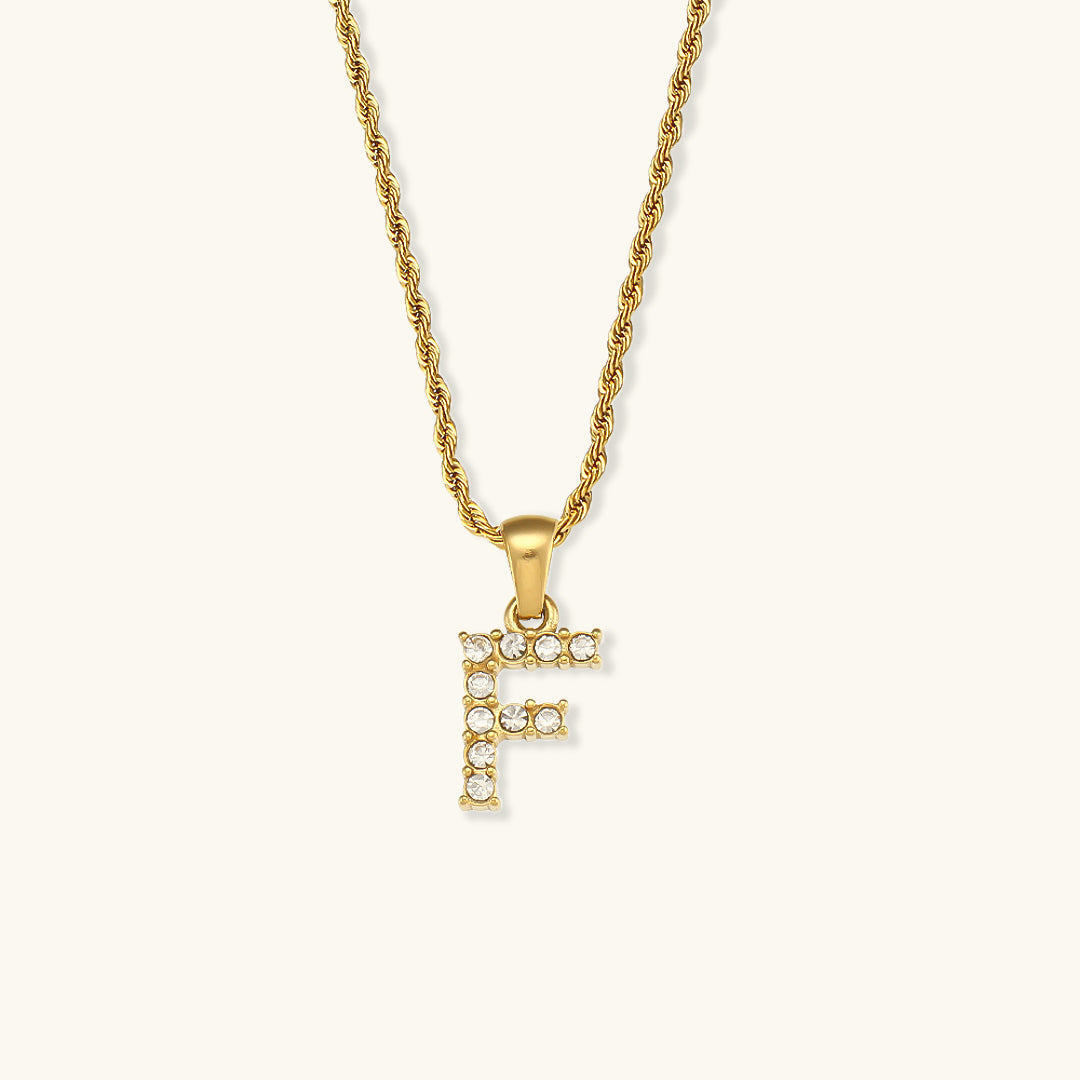 18k Gold Initial Necklace with Diamond Simulants – Waterproof and Hypoallergenic 7