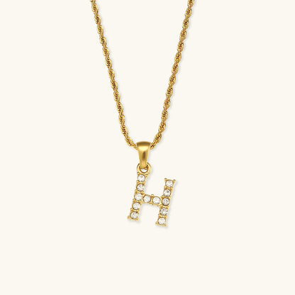 18k Gold Initial Necklace with Diamond Simulants – Waterproof and Hypoallergenic 9