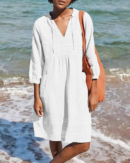 Women's Shirt Dress Black Cotton Blend 3