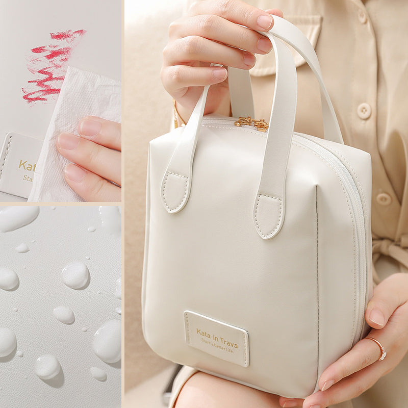 Women's Makeup Bag Black Medium Waterproof Cosmetic Travel Case-4