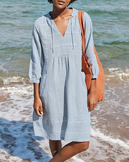 Women's Shirt Dress Black Cotton Blend 1