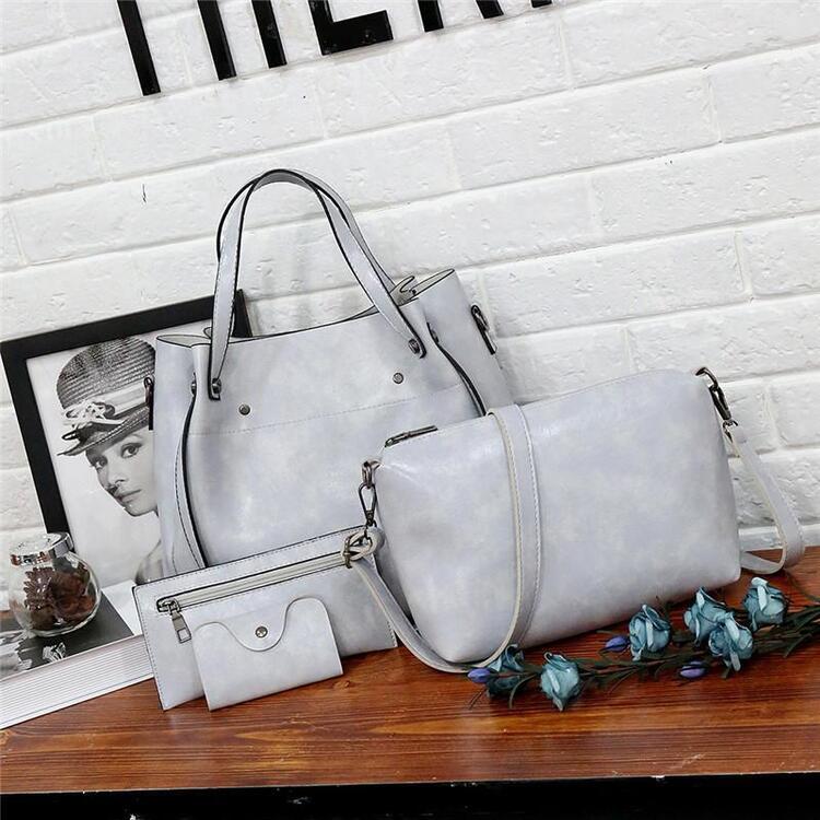 Women's Bag Set Black 4-Piece Vegan Leather-3