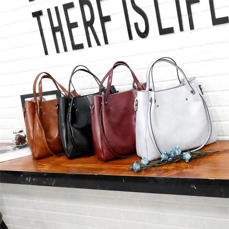 Women's Bag Set Black 4-Piece Vegan Leather-5