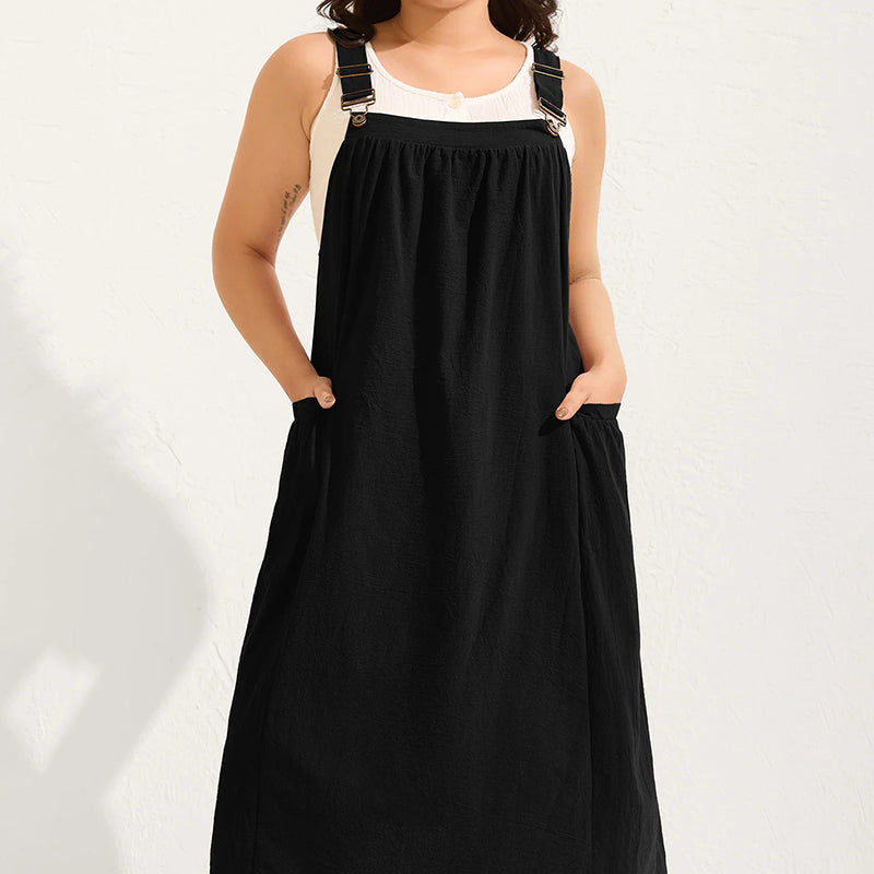 🎁2026 New Arrivals 50% OFF💥Loose Midi Overall Dress – Relaxed Fit, Breathable & Side Pockets – Everyday Casual ✨ 0