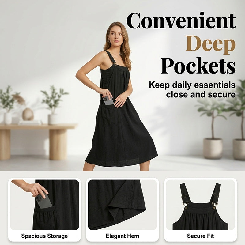 🎁2026 New Arrivals 50% OFF💥Loose Midi Overall Dress – Relaxed Fit, Breathable & Side Pockets – Everyday Casual ✨ 5