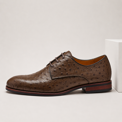 Men's Textured Leather Derby Dress Shoes in Brown - additional view 15 | Hensley London