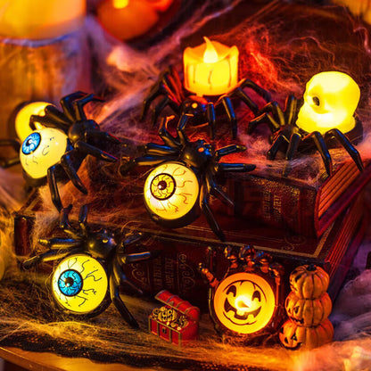 Halloween Spider Candle Lamp Orange Plastic LED 2