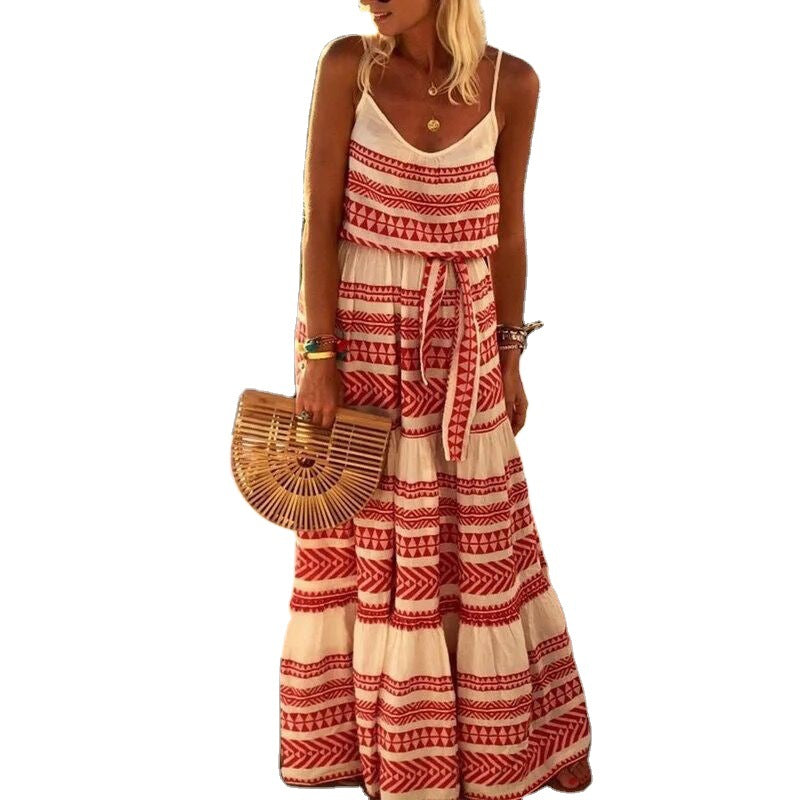 Women's Maxi Dress Blue Cotton Blend-5