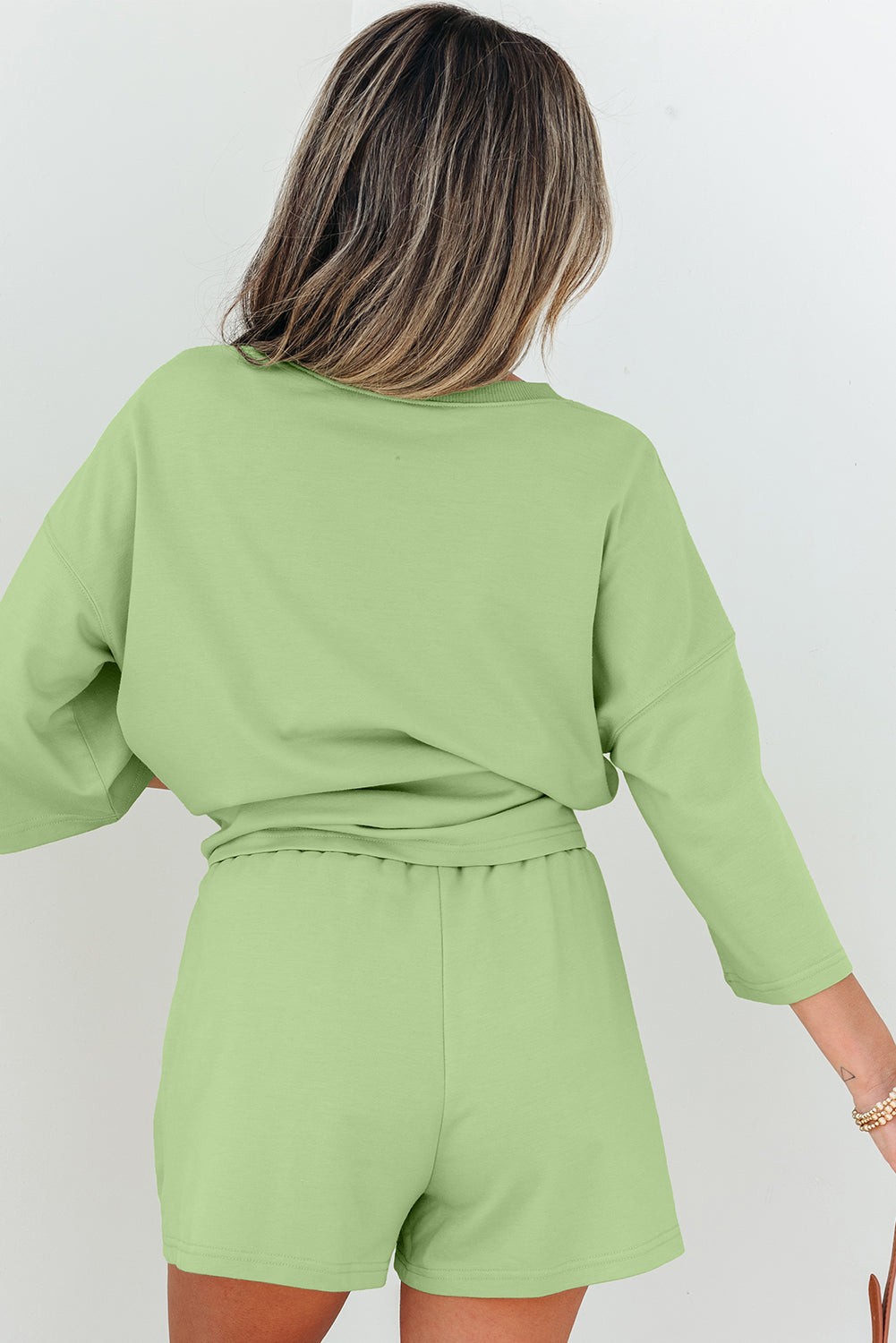 Women's V Neck Half Sleeve Tee and Shorts Set - View 2 | Hensley London
