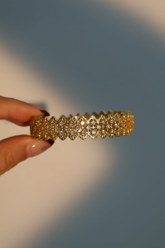 Unisex Bracelet 24K Gold Plated Zirconia Diamonds - 1
