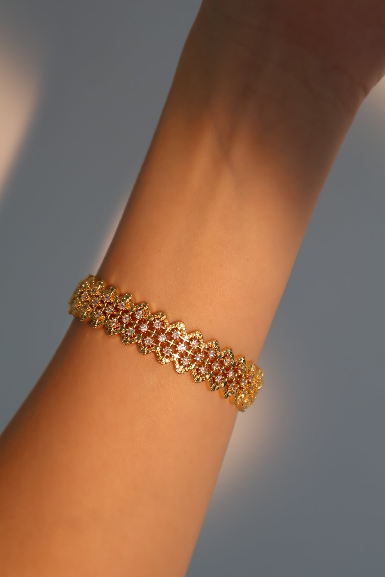 Unisex Bracelet 24K Gold Plated Zirconia Diamonds - 3
