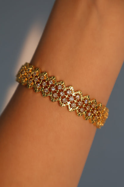 Unisex Bracelet 24K Gold Plated Zirconia Diamonds - 4
