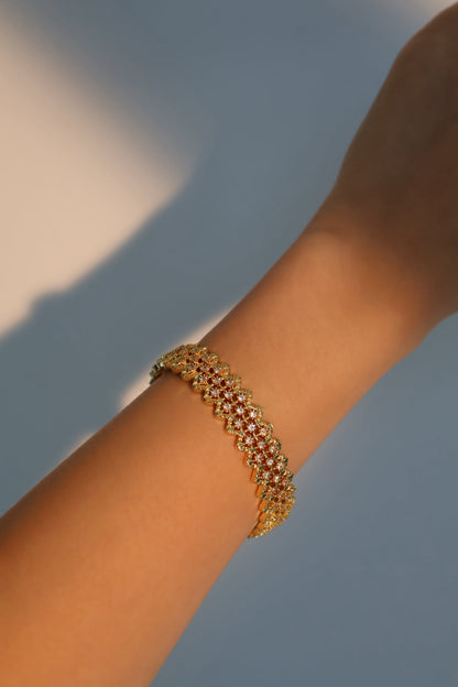 Unisex Bracelet 24K Gold Plated Zirconia Diamonds - 5