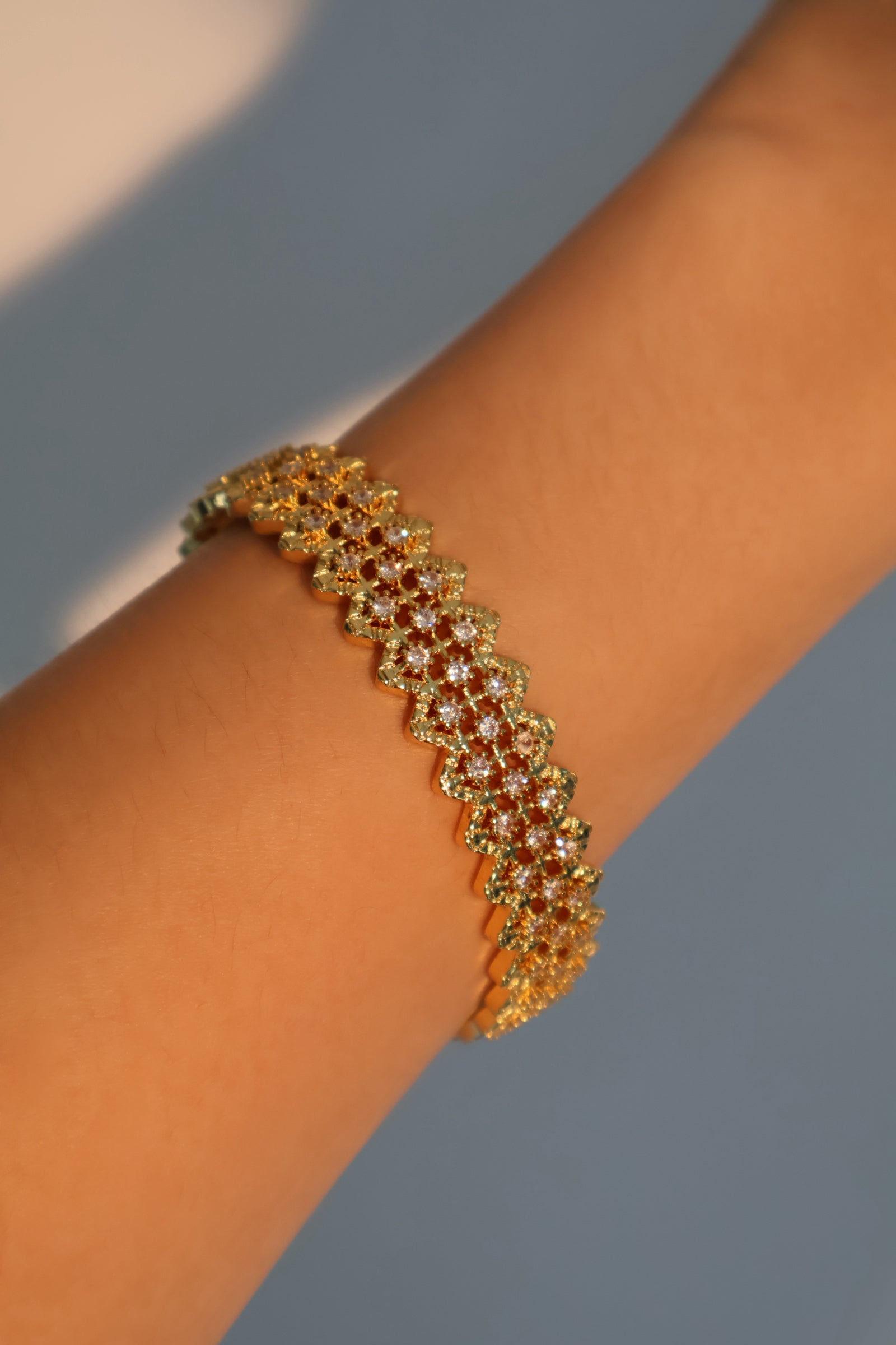 Unisex Bracelet 24K Gold Plated Zirconia Diamonds - 6